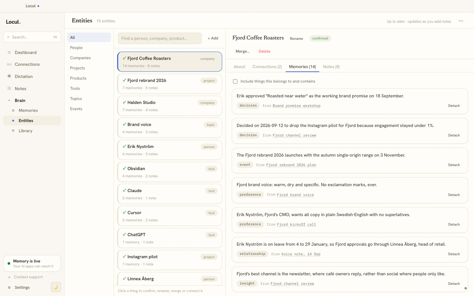 The Locul app: A second brain that builds itself